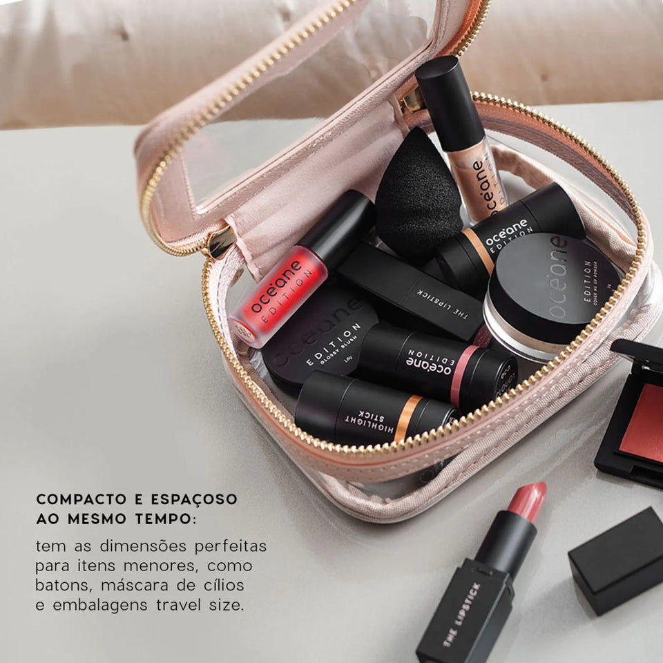 Mini Necessaire Nude com Transparencia - Crystal Case