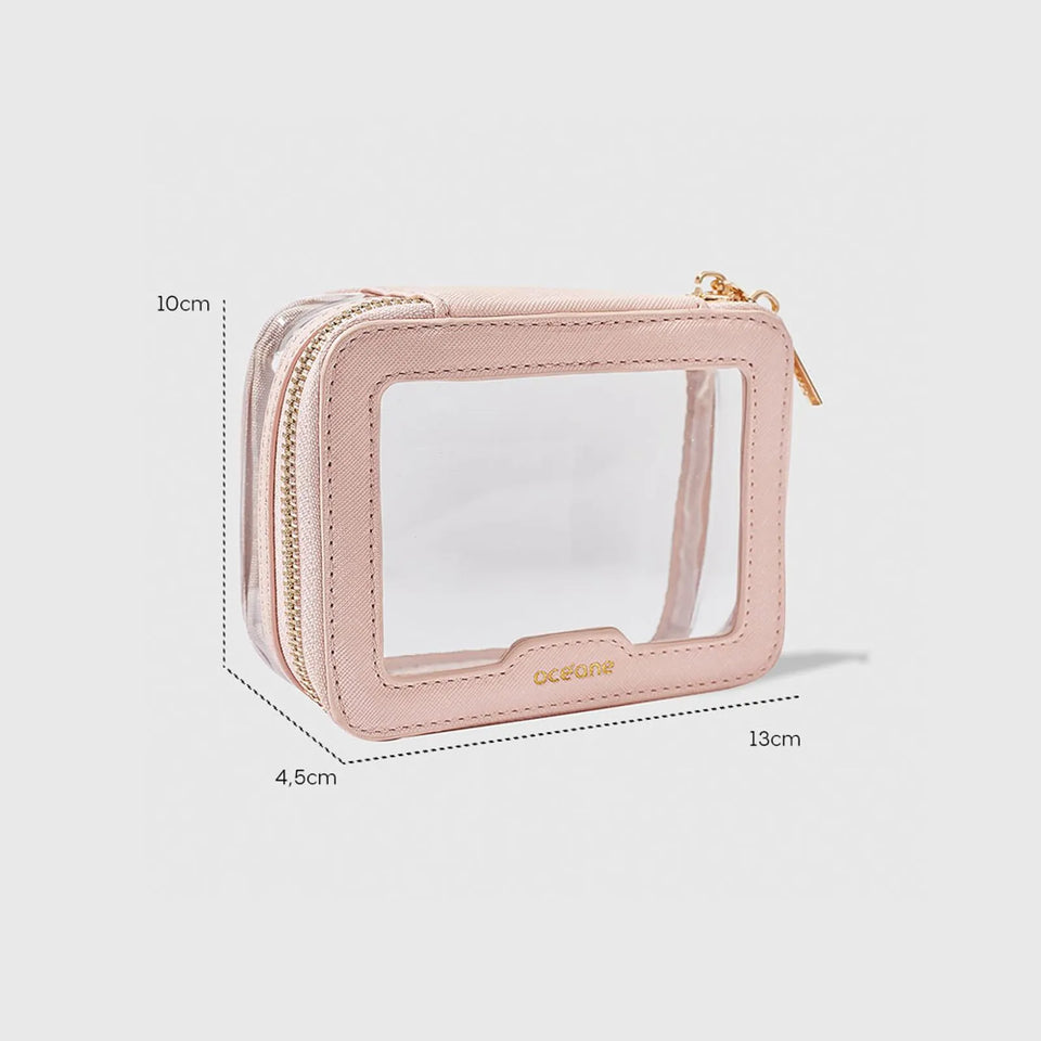 Mini Necessaire Nude com Transparencia - Crystal Case